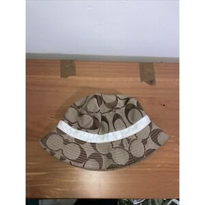 Vintage Y2K Coach Monogram Bucket Hat Beige‎ Tan Size SP